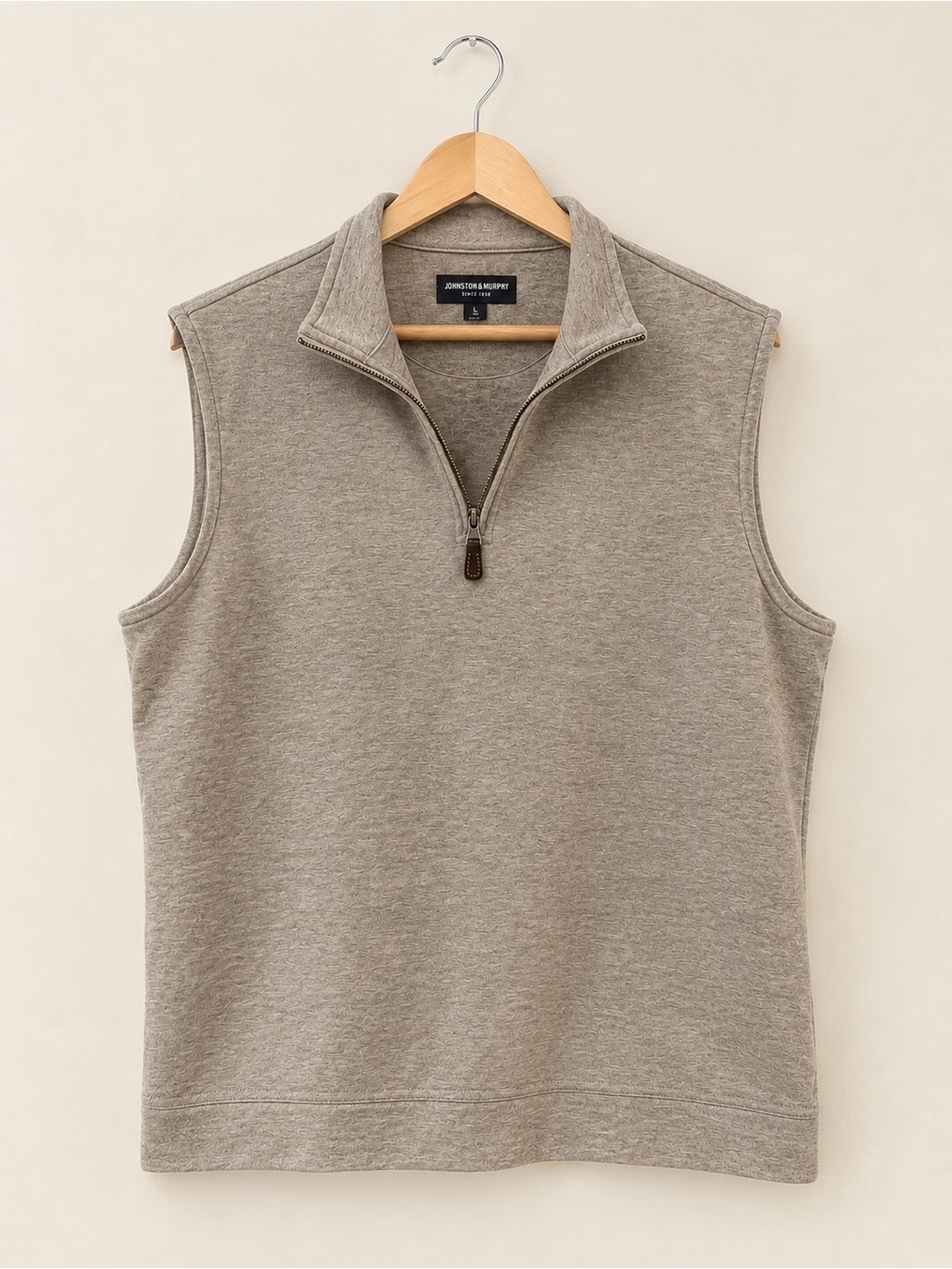Johnston & Murphy | Taupe Pima Cotton Quarter Zip Vest | Men’s Size: M
